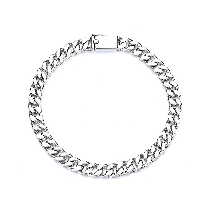 Chaosheng S Bracciale in argento puro classico con catena cubana Miami, stile unisex, gioielli per uomo e donna_voghion.com