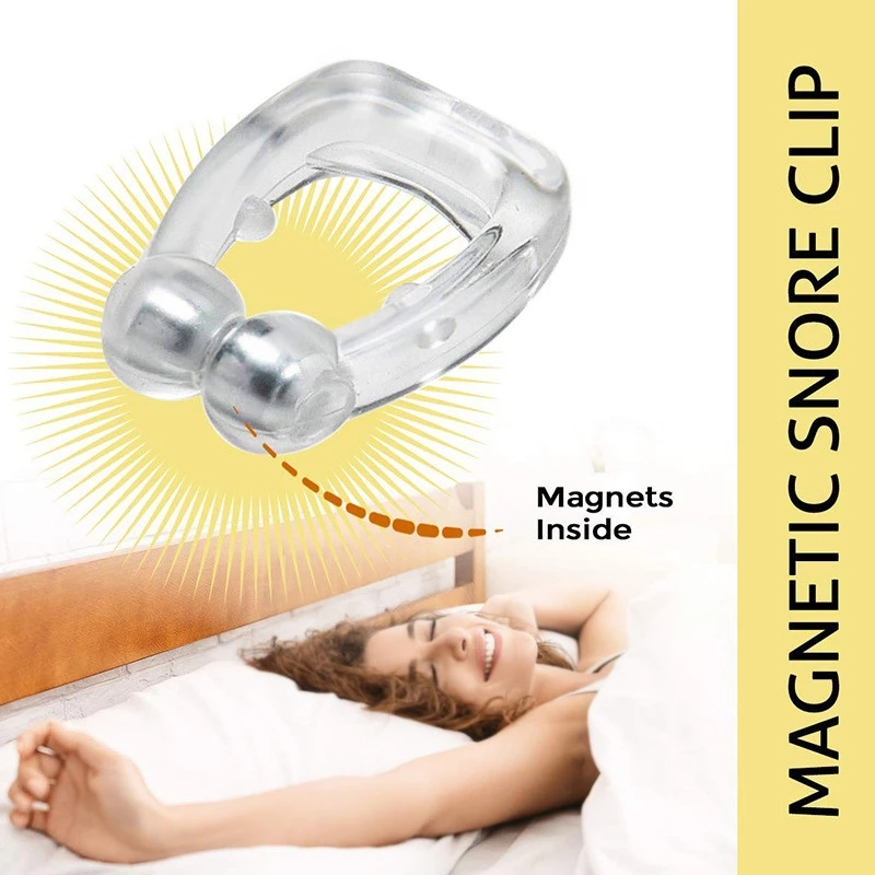 Dispozitiv magnetic anti sforăit Opriți sforăitul Agrafă pentru nas Respirație ușoară Îmbunătățirea somnului Dispozitiv de noapte de protecție pentru apnee cu carcasă 1/2/4 buc._voghion.com