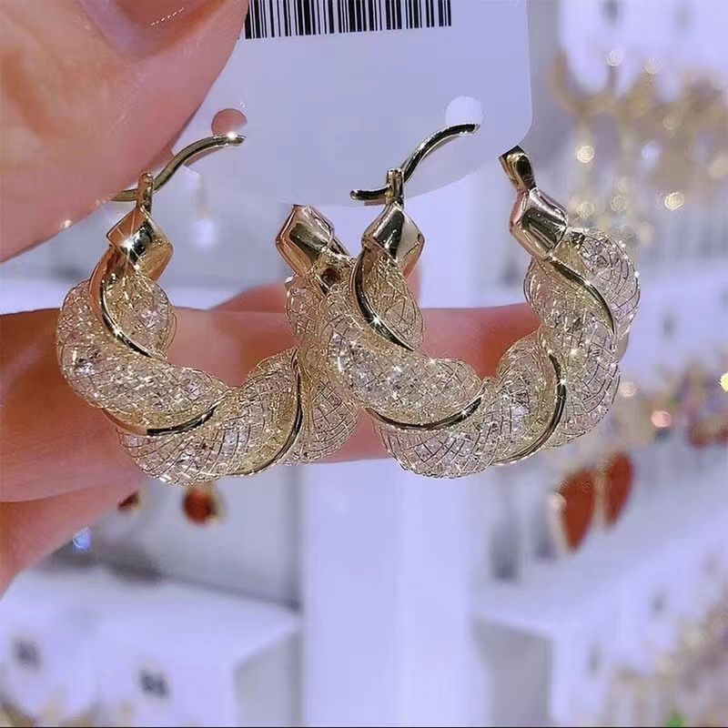 Women's earrings New Temperament Fashion Hoop Earrings Western Style High-end Crystal Earrings Light Luxury Unique Versatile Ear Accessories_voghion.com