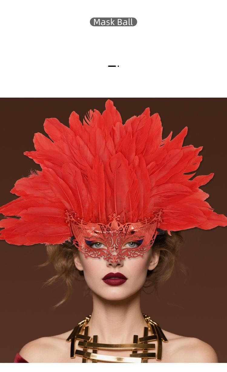 New Halloween Detachable Venice High-end Electroplated Feather Half-face Mask_voghion.com