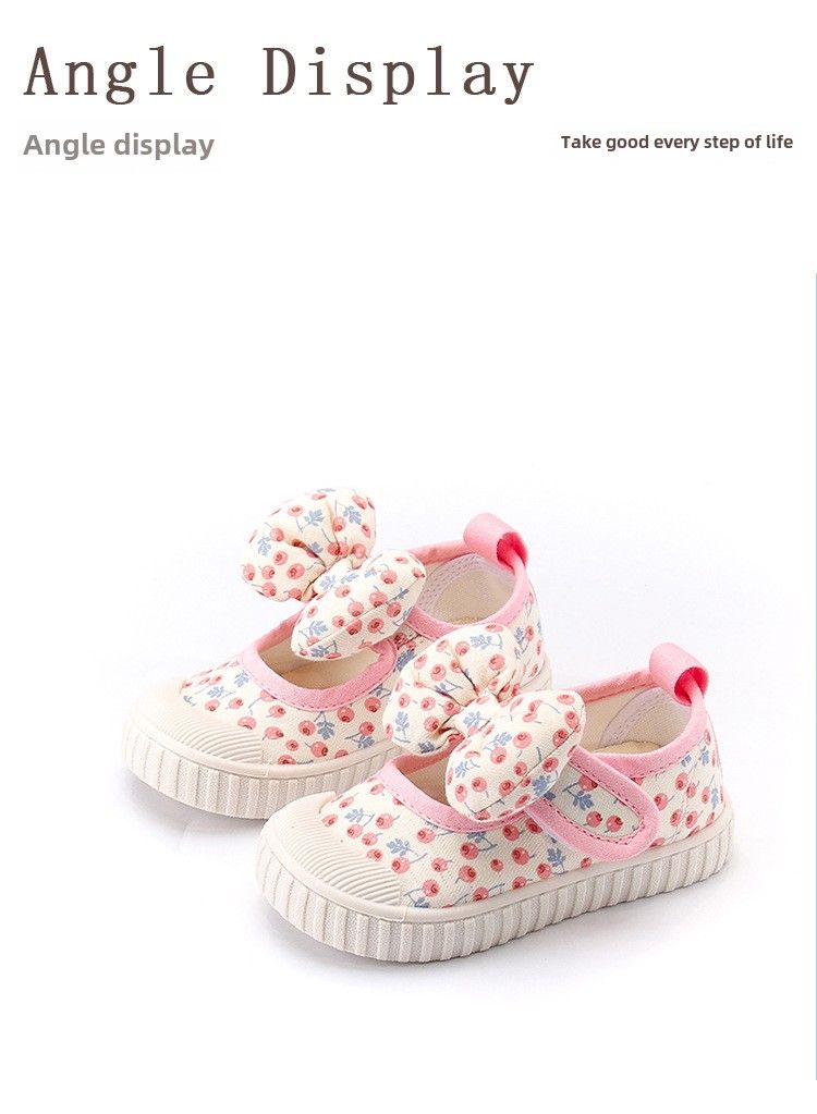 Mädchen bogen leinwand schuhe non-slip weiche sohle neue atmungsaktive casual schuhe vielseitig kinder schuhe_voghion.com