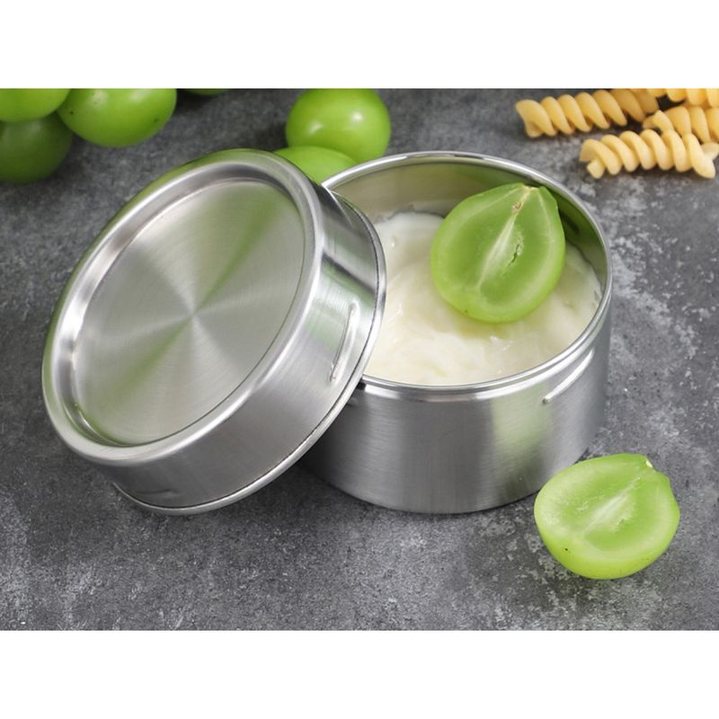 Round 304 stainless steel preservation small dipping sealed storage food grade sample box, sauce box_voghion.com