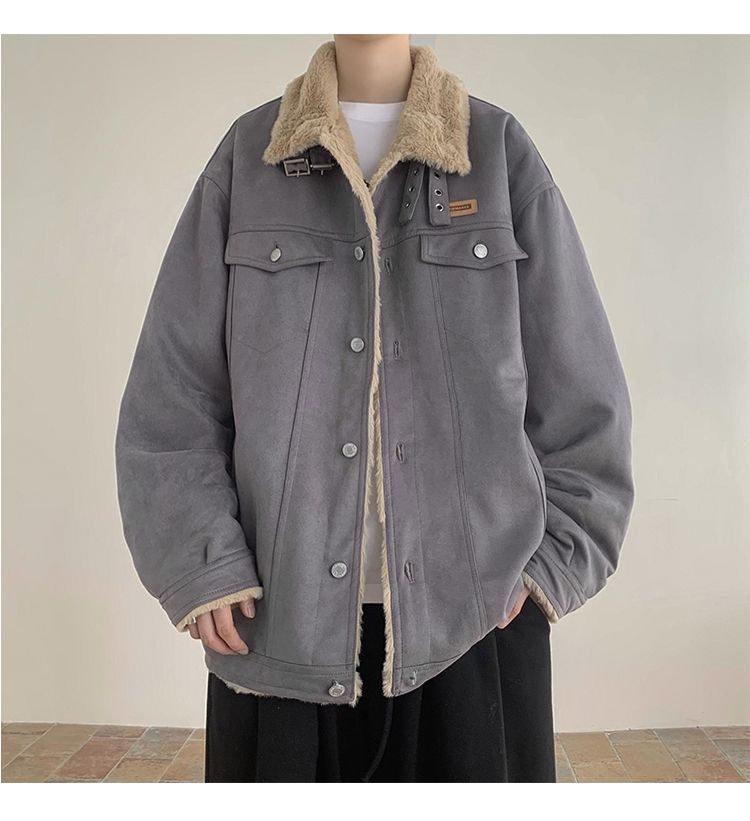 Giacca da motociclista in stile americano, in pelle di pecora integrata, in lana di agnello, per uomo, foderata in pile invernale, in pelle scamosciata spessa e cotone._voghion.com