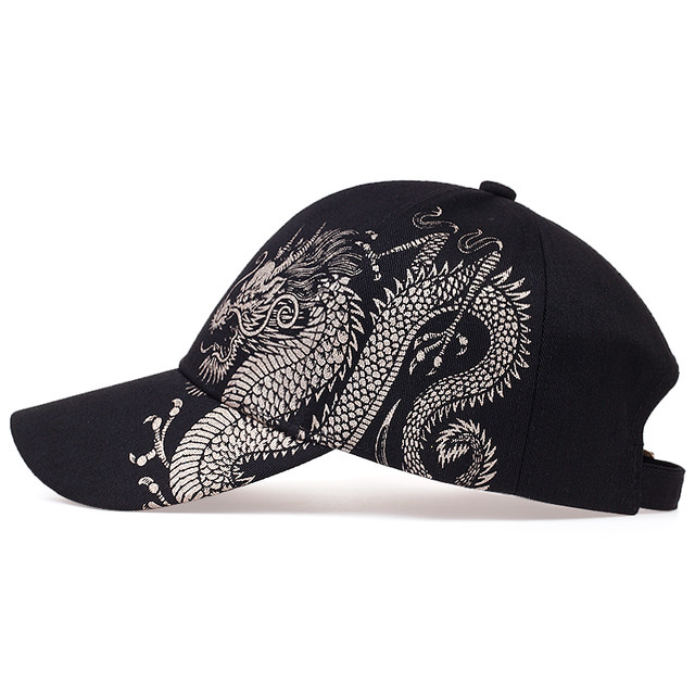 Unisex Baseball Cap Black Adjustable Chinese Style Cap Dragon Print Casual Snapback hats Bone Hip Hop Hat sun hats gorras_voghion.com