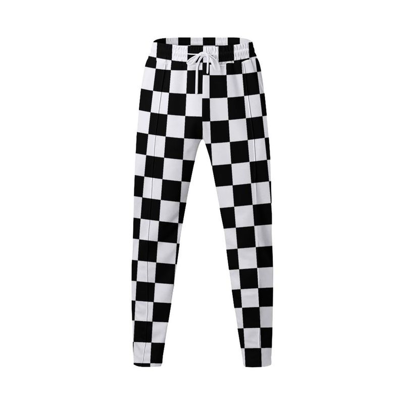 Pantalones rectos holgados con cordón y estampado a cuadros para hombre, moda informal, 2024_voghion.com