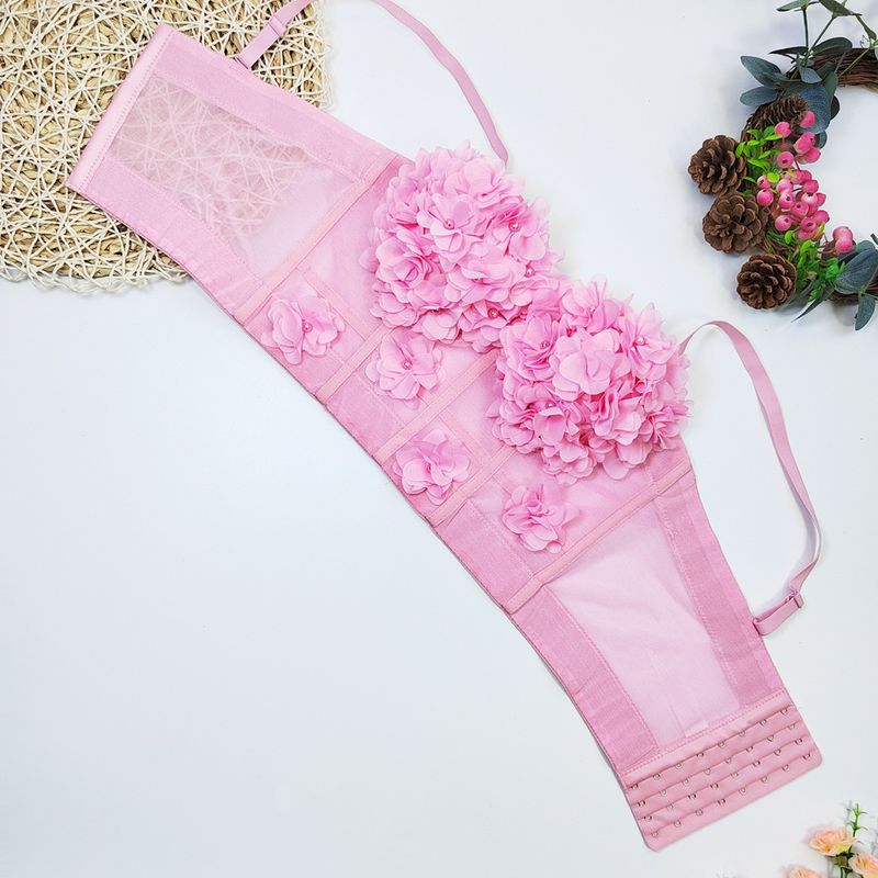 Women's Clothing Lace Mesh Fishbone Sling Short With Chest Pad Flower Small Vest Outer Wear Bottoming Chest Wrap French Beaded Top_voghion.com