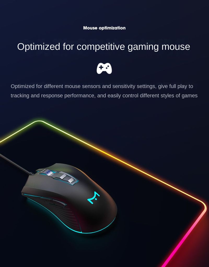 Tapis de souris surdimensionné lumineux RVB, idéal pour le bureau et les jeux, deux en un_voghion.com