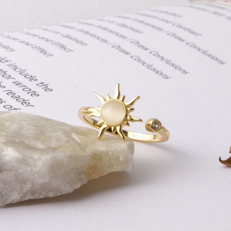 S Reinem Silber Angst Einstellbare Rotierenden Klee Zirkon Ring Weibliche_voghion.com