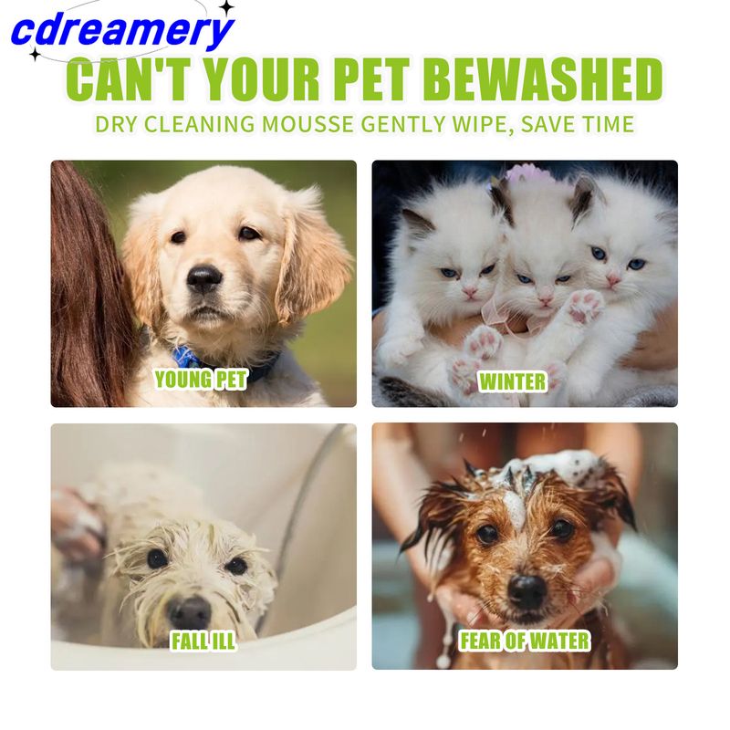 Cat Dog Waterless Shampoo Foam Dry Cleaning Mousse Spray No Rinse Pet Grooming Foam For All Pets_voghion.com