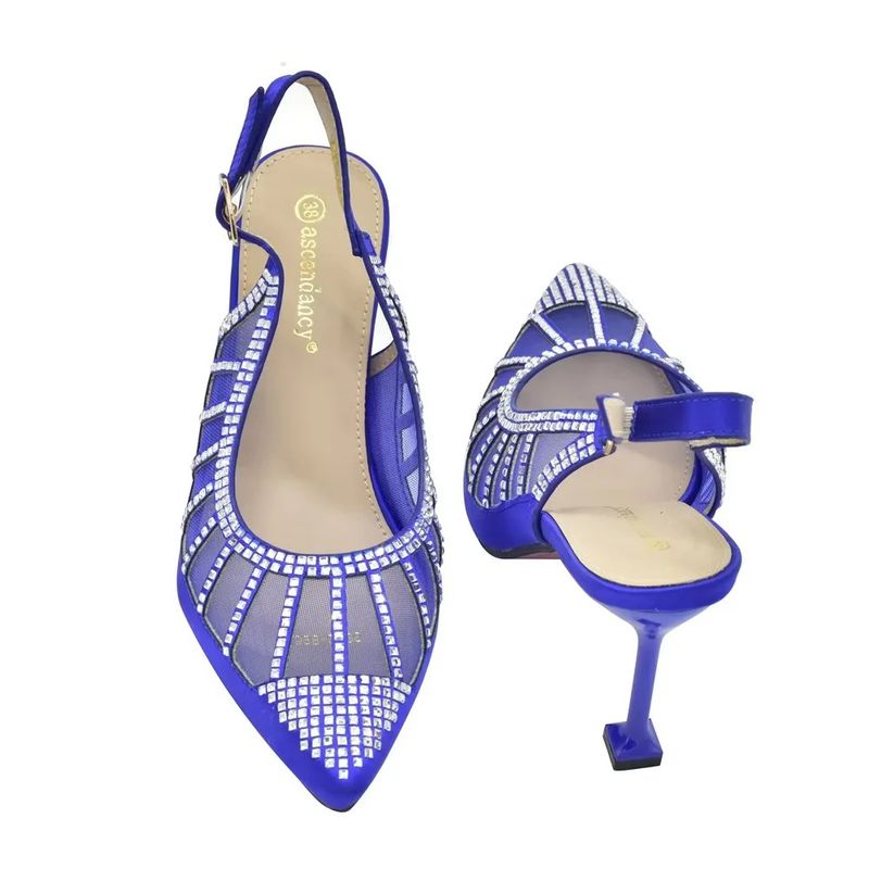 Sandali con tacco a spillo incastonati di diamanti con set di borse da cena Borsa da sera con strass dal design elegante_voghion.com