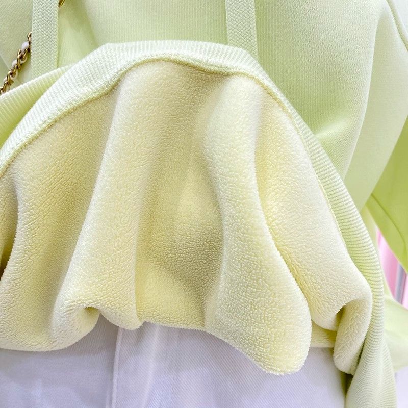 Felpa con cappuccio per donna con pile spesso, autunno e inverno 2024, oversize, versatile, felpa con cappuccio di nicchia_voghion.com