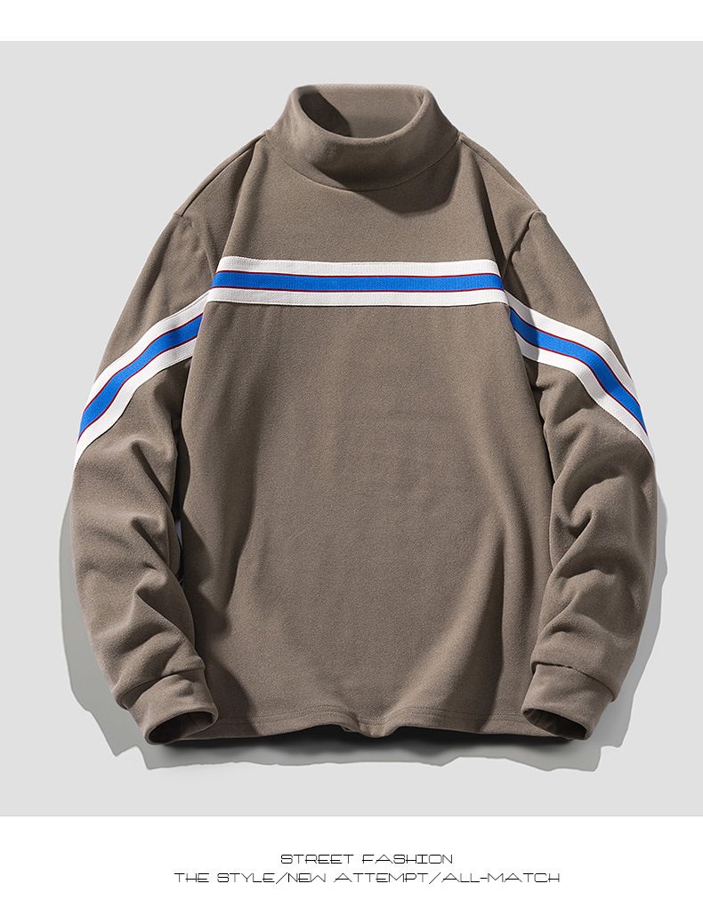 Heren thermisch basislaag shirt – halfhoge hals, lange mouwen, warm ondershirt (wit, donkergrijs, zwart, kaki, bruin)_voghion.com