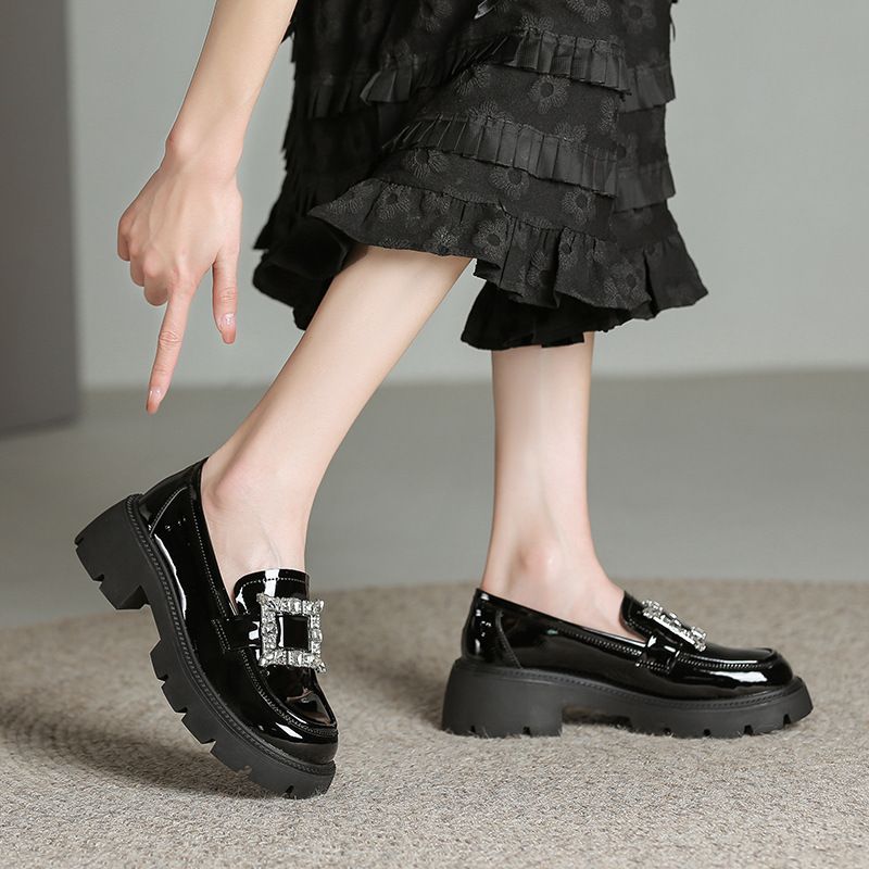 Full Cowhide Versatile Thick-Soled Height-Increasing Loafers New Autumn Winter New British Style Small Leather Shoes_voghion.com