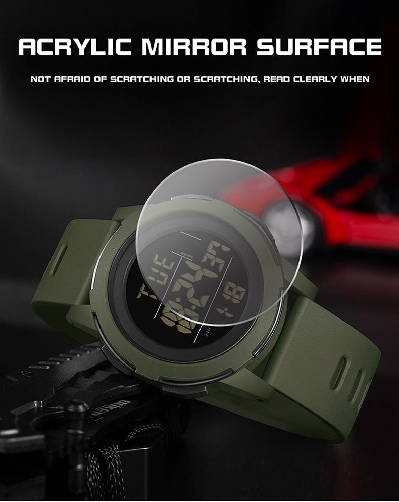 Digitaal horloge met LED-display, waterdicht, nachtlampje, alarm, stopwatch, aftelfunctie, dubbele tijd, unisex casual sporthorloge_voghion.com