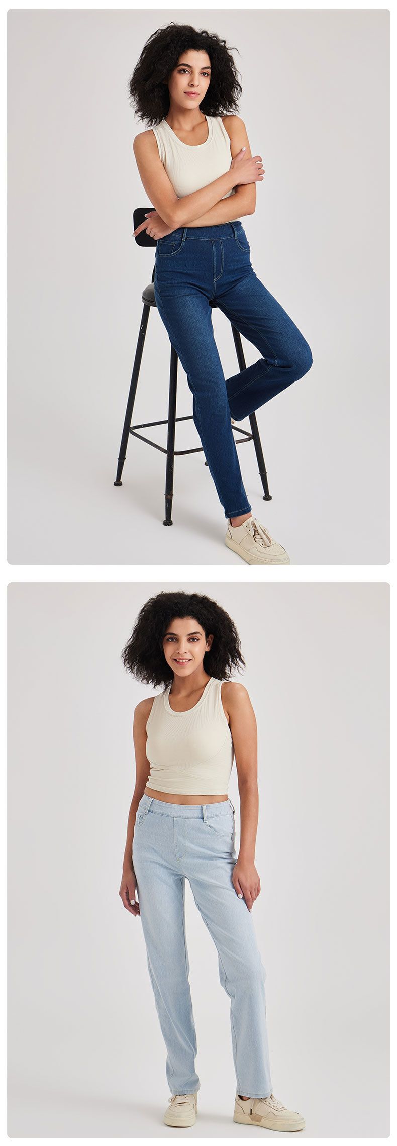 Jeans da yoga a vita alta SleekShape da donna - Pantaloni in denim elasticizzati effetto used con tasche, vestibilità slim, comodi per palestra e abbigliamento casual_voghion.com