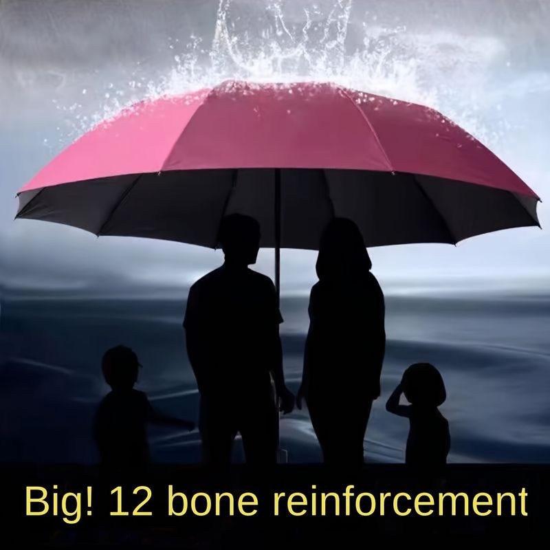 Ombrello pieghevole extra large a 12 stecche, antivento e impermeabile, per viaggi d'affari, per uomini e donne, adatto sia per giornate piovose che soleggiate, per studenti_voghion.com