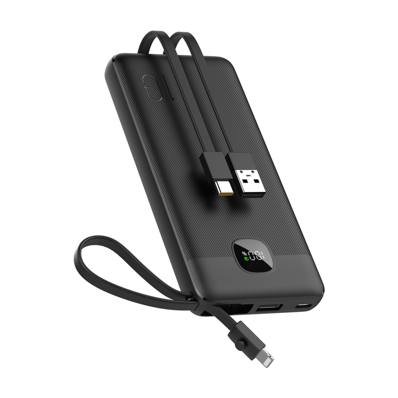 Cargadores portátiles de carga rápida de 22,5 W, venta al por mayor, 10 000 mAh, 20 000 mAh, 30 000 mAh, personalizados, con 3 cables integrados_voghion.com