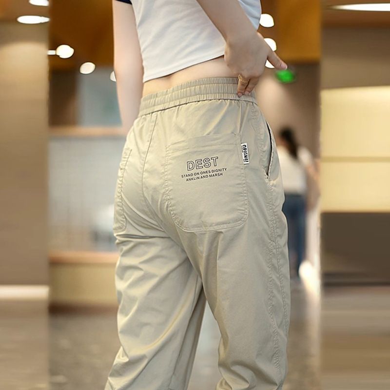 Men's Workwear Ice Silk Casual Pants - Summer Lightweight Quick-Dry Slim Fit Joggers With Drawstring Waist & Cargo Pockets_voghion.com