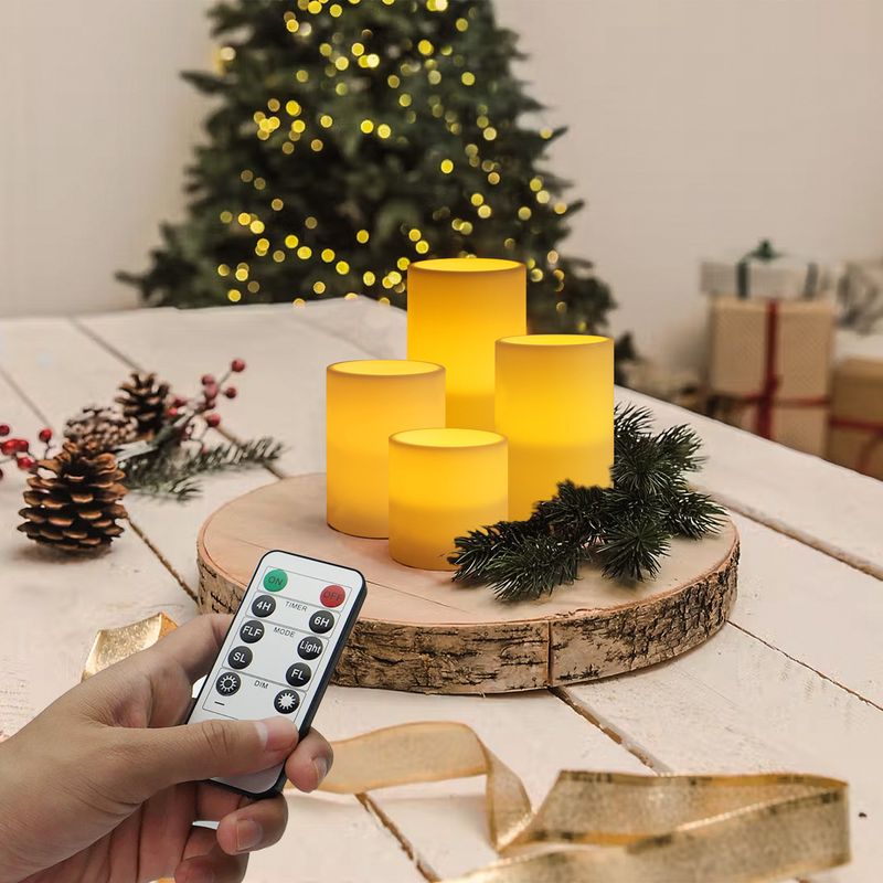 Flammenlose LED-Kerzen – Fernbedienung, Timer, 3D-Wachstextur, sicher für Heim- und Feiertagsdekoration (6er-Pack, warmweißes Flackern)_voghion.com