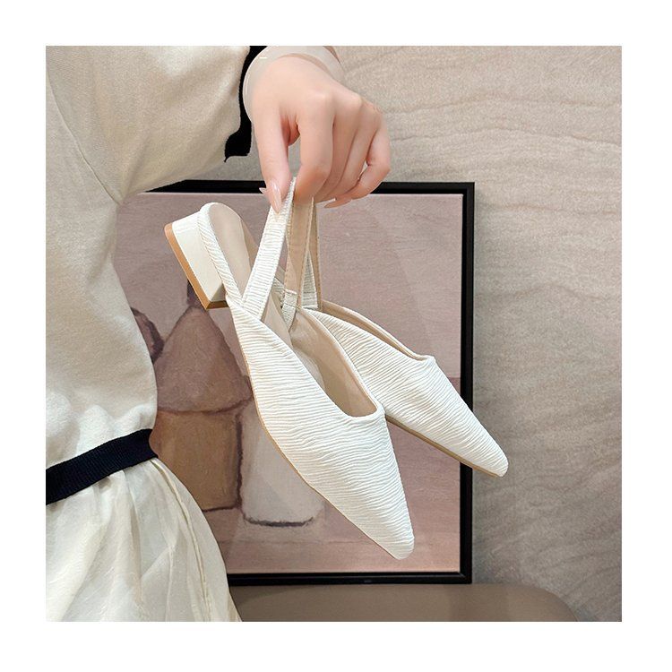 Sandali con tacco a spillo basso e dita dei piedi, da donna, con tacchi alti a punta e gonna_voghion.com