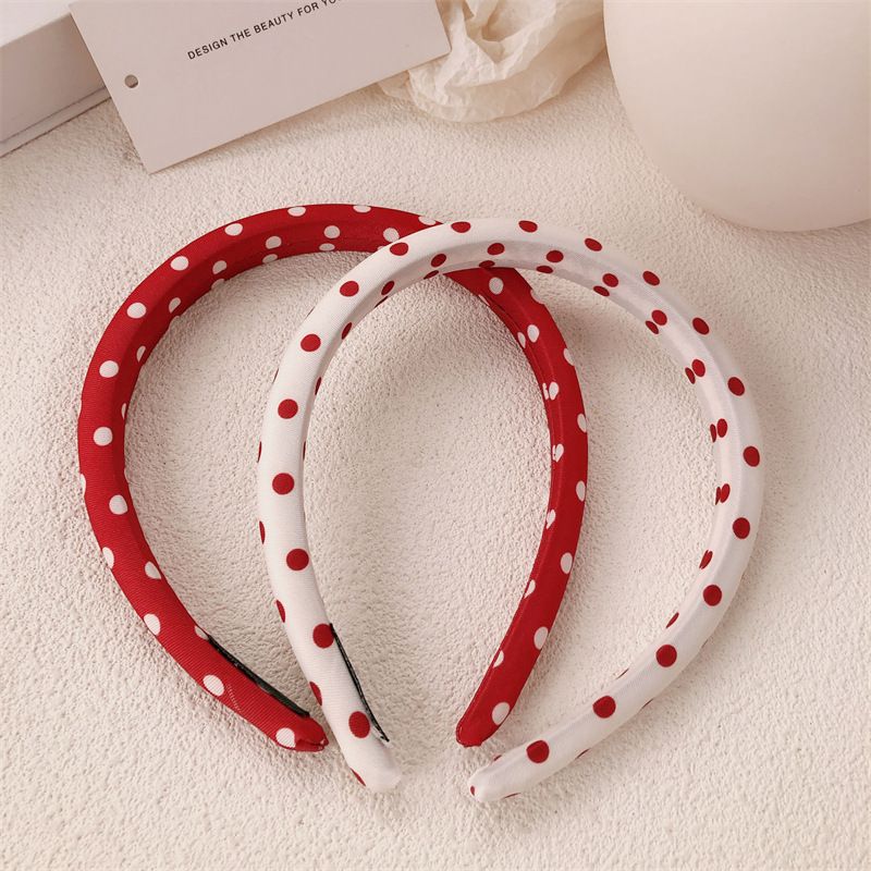 Franse Lazy Satin Red Polka Dot Dames 2025 Nieuwe High-end Sponge Hoofddoek Honderden Out Of The Street Haarbanden_voghion.com