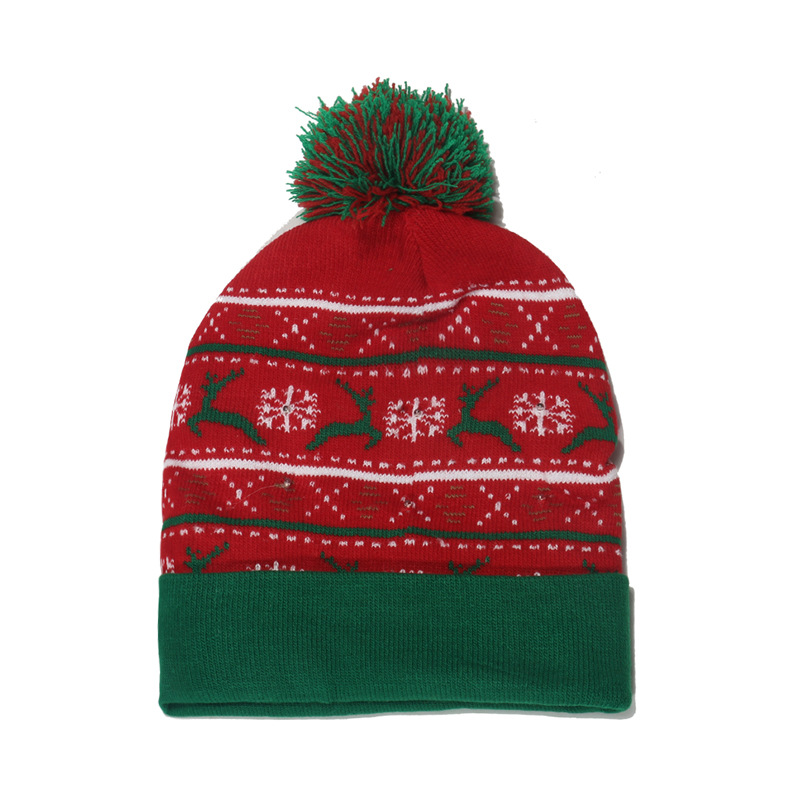 Hat  new style removable battery colorful luminous knitted hat Santa Claus LED light Christmas hat_voghion.com