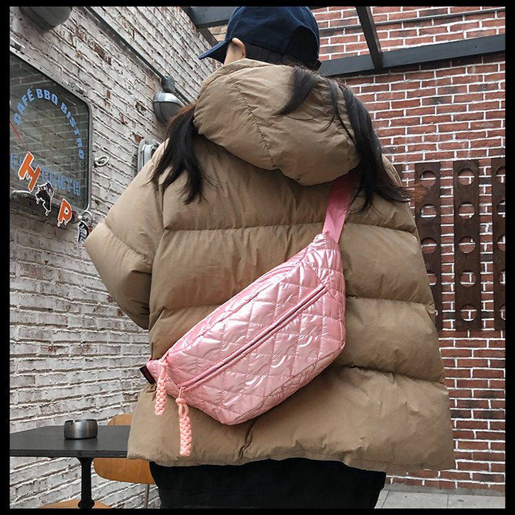 Winter New Women's Waist Bag Large Capacity Cotton Coat Crossbody Bag Fashion Waist Bag Diamond Embroidery Couple Chest Bag_voghion.com