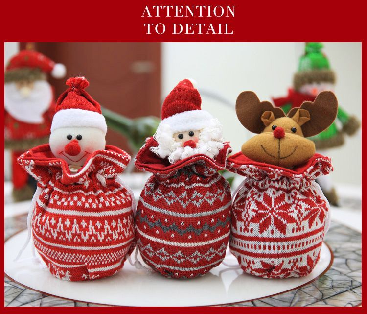 Bolsa navideña tridimensional de punto nueva y creativa para regalo de Navidad, bolsa para envolver regalos navideños, bolsa para dulces navideños_voghion.com
