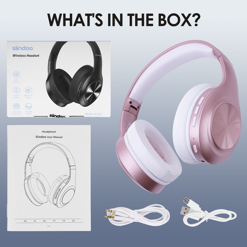 Siindoo JH-923 Wireless Headphones Over Ear,Foldable Bluetooth Headsets,3EQ Sound Modes, Hi-Res Audio With Deep Bass_voghion.com