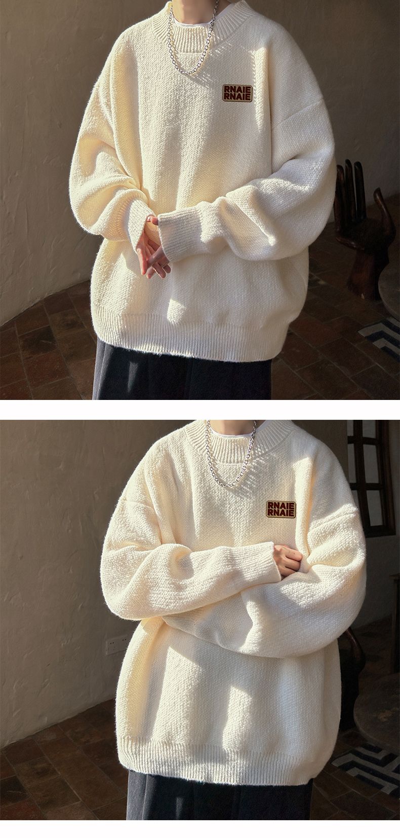 Maglione a collo alto da uomo, autunno inverno, caldo e spesso, pullover comodo, maglieria alla moda con base larga, capispalla_voghion.com