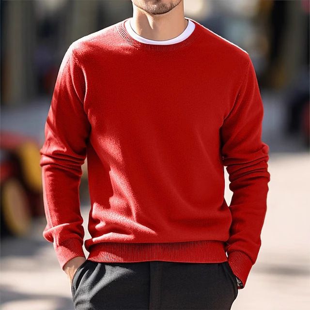 Maglione sottile da uomo lavorato a maglia con scollo rotondo, nuovo autunno e inverno_voghion.com
