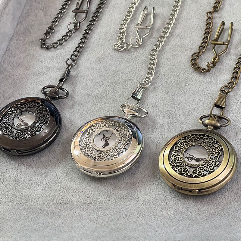 Vintage Nostalgic Flap Quartz Pocket Watch Hollow Flower Carving Necklace Antique Pendant Watch Work Daily Birthday Anniversary Valentine's Day Gift_voghion.com
