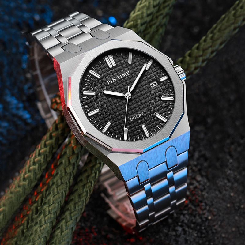 Orologio da uomo al quarzo impermeabile con cinturino in acciaio sportivo Pin Shi Business_voghion.com