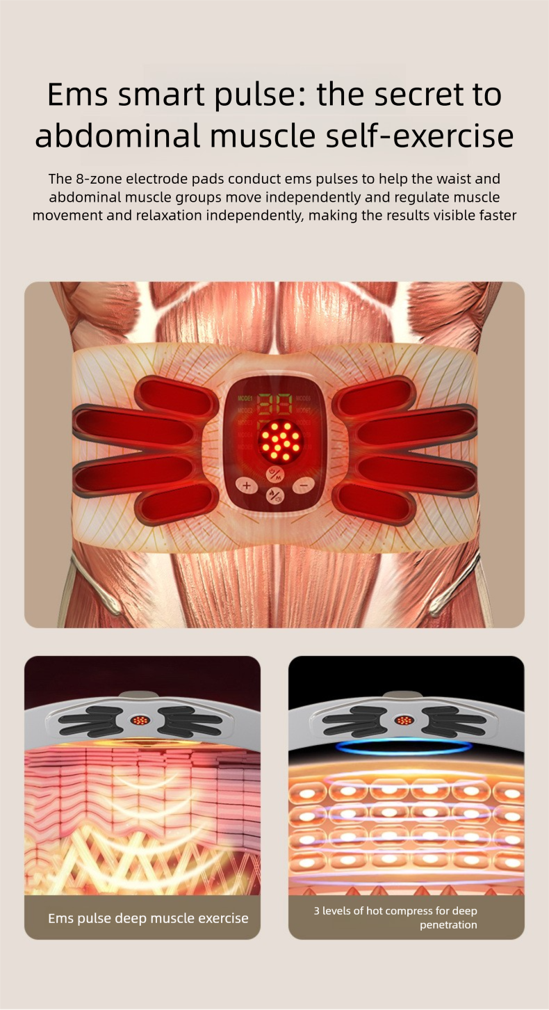Massage Belt Heating Full Burn Body Silicone Exercise Abdominal Device EMS Waist Shaping_voghion.com