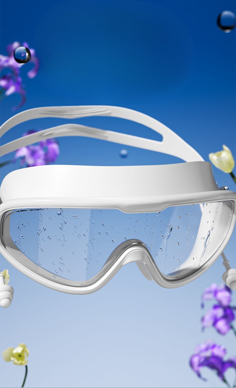 Gafas de natación RESHEIR de montura grande, impermeables, antivaho, HD, profesionales, para hombres y mujeres, con gorro de buceo_voghion.com