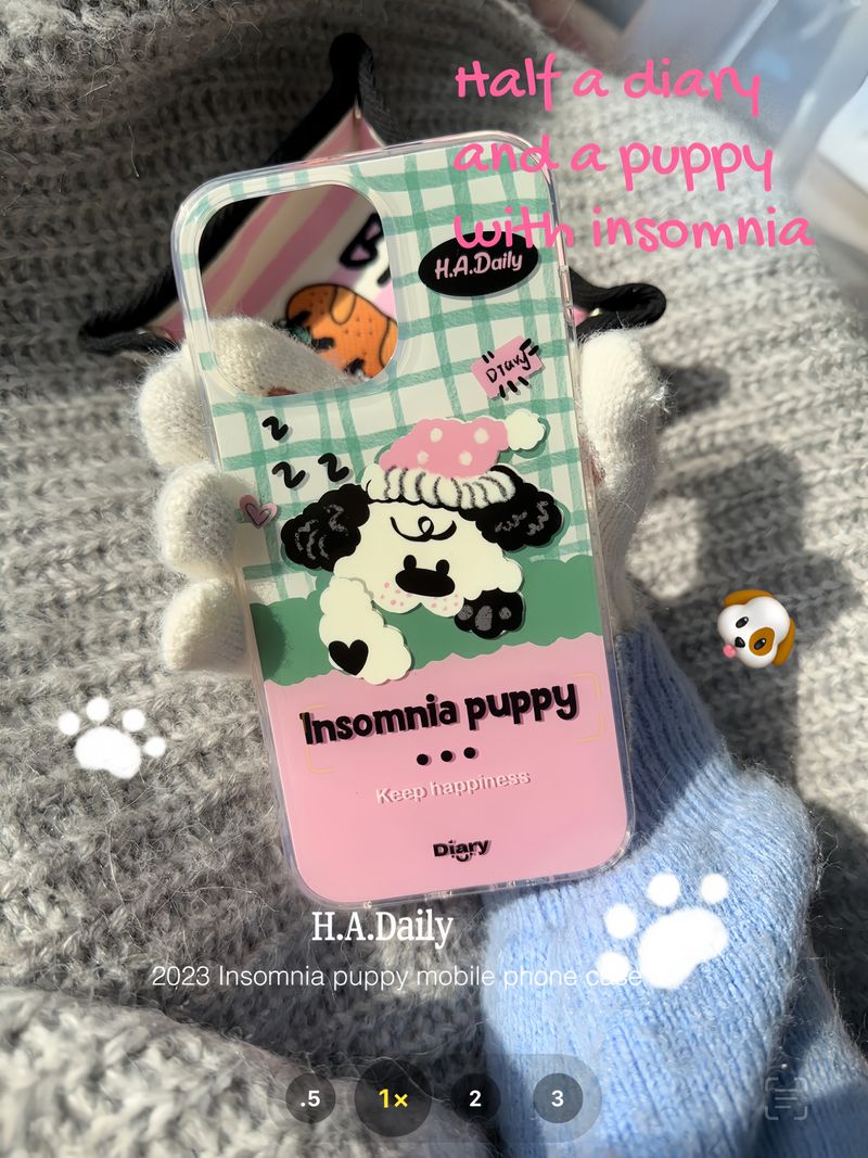 Unbeatable Quality Half Diary Original Insomnia Puppy Double Layer Craft Cute Pink Gingham South Korea Ins Young Adult Mobile Phone Shell_voghion.com