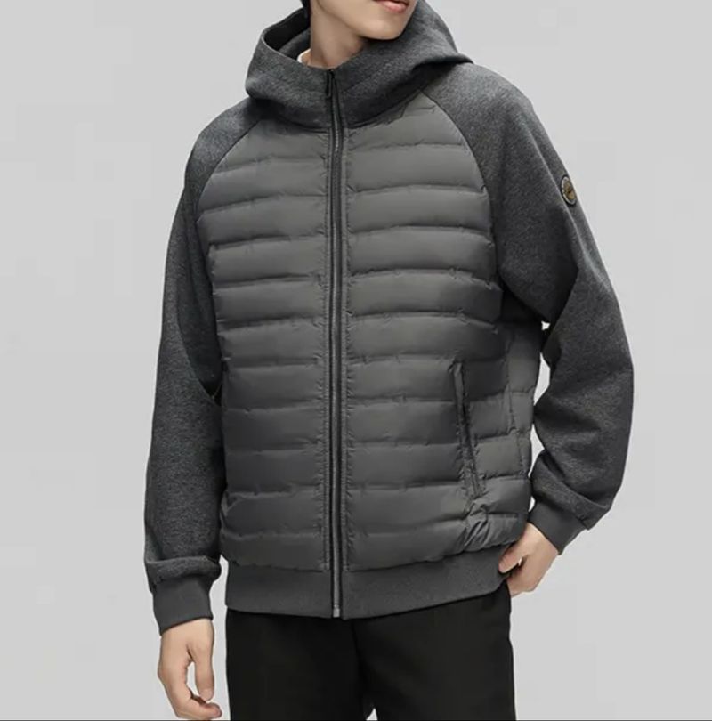 Stable goose down+warm men's hooded lightweight hoodie down jacket 2024 winter new item splicing_voghion.com