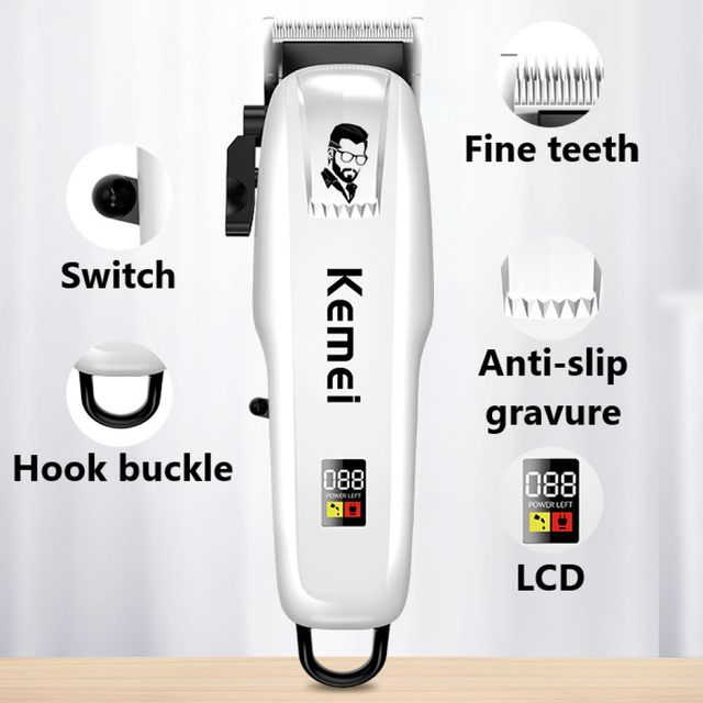 Máquina de cortar cabelo elétrica, aparador sem fio masculino, recarregável, corte de cabelo, barbeiro_voghion.com