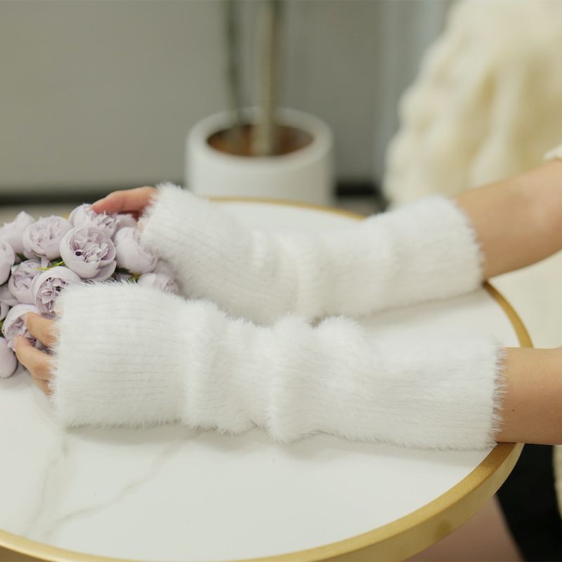 Gants d'automne et d'hiver en polaire chaude tricotée épaisse, mitaines pour femmes, inspirés des célébrités d'Internet._voghion.com