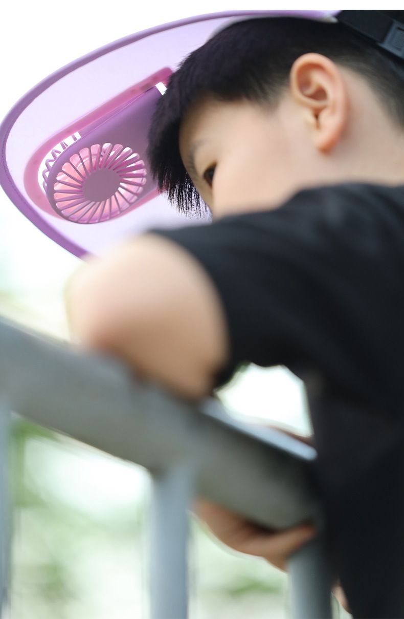 Kids' Cartoon Cooling Sun Hat - USB Rechargeable Open-Top Design With Built-in Fan (UPF50+ UV Protection, Adjustable Headband, For Boys & Girls)_voghion.com