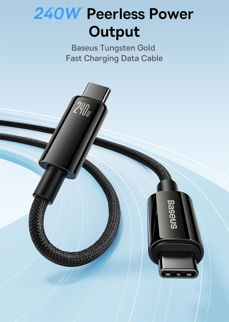 Baseus 240W USB Type C Cable For Realme Samsung S23 Huawei PD3.1 Supercharge 5A Fast Charger Type C To Type Cable For Macbook PC_voghion.com