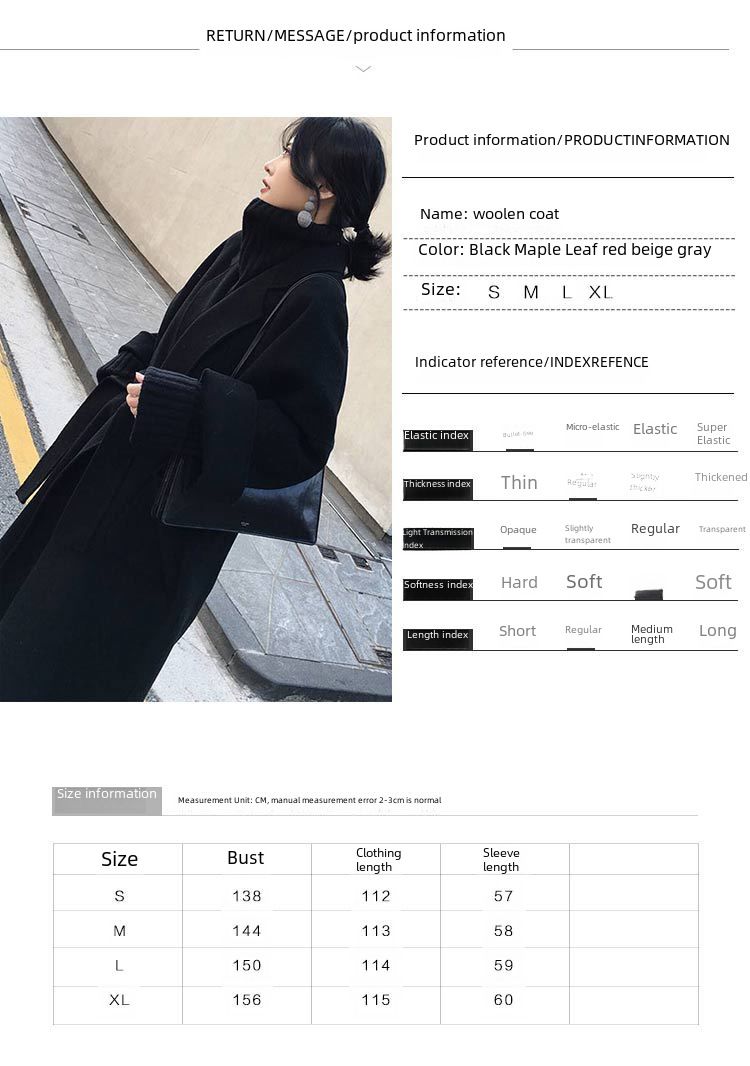 Hepburn Tarzı Yün Palto Orta Boy Sonbahar ve Kış Kore Popüler Çift Yüzlü Kalın Yün Palto Kadınlar İçin_voghion.com