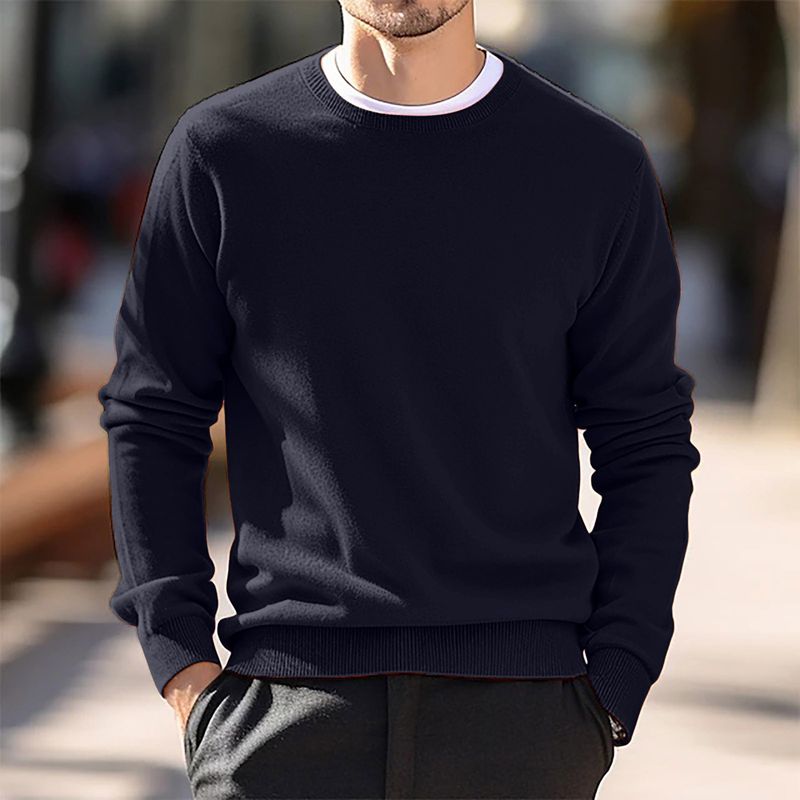 Maglione sottile da uomo lavorato a maglia con scollo rotondo, nuovo autunno e inverno_voghion.com