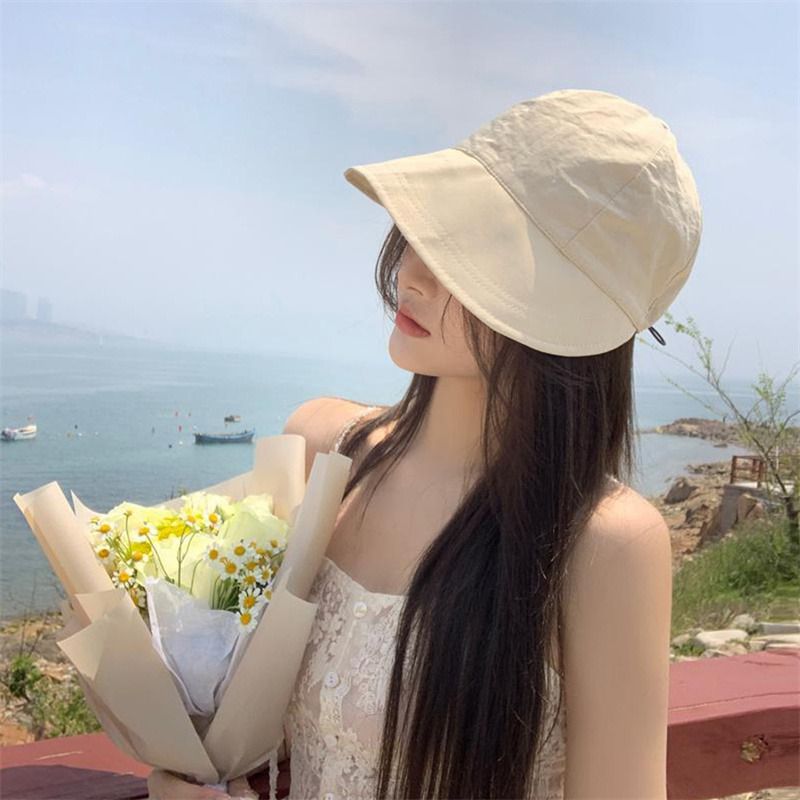 New Arrivals Summer Denim Bucket Foldable Wide Brim Visors Women Solid Color Soft Outdoor Sports Running Sun Hat Snapback Cap_voghion.com