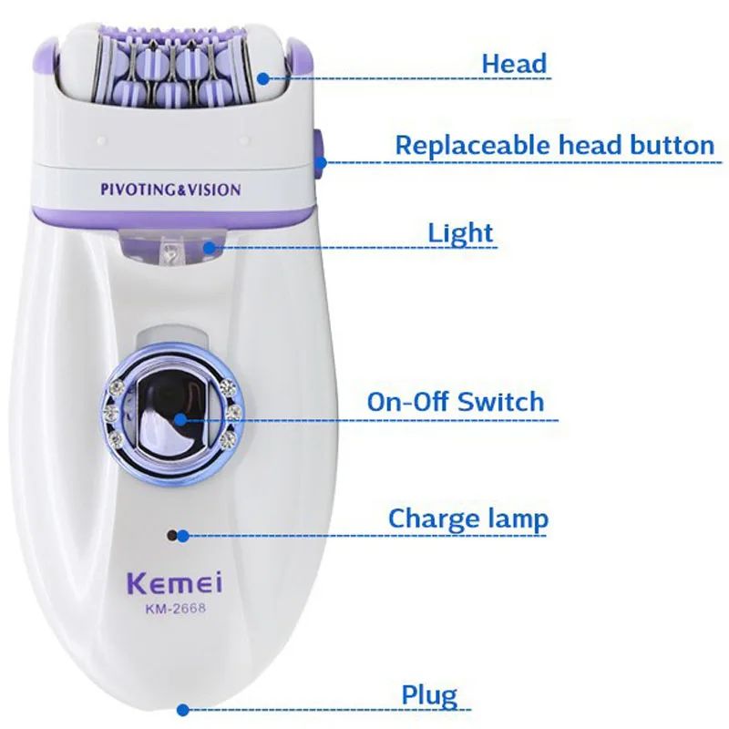 KM-2668 Epilatore Viso Donna Rasoio Ricaricabile Rasatura Donna Epilatore Elettrico Corpo Depilazione hine_voghion.com