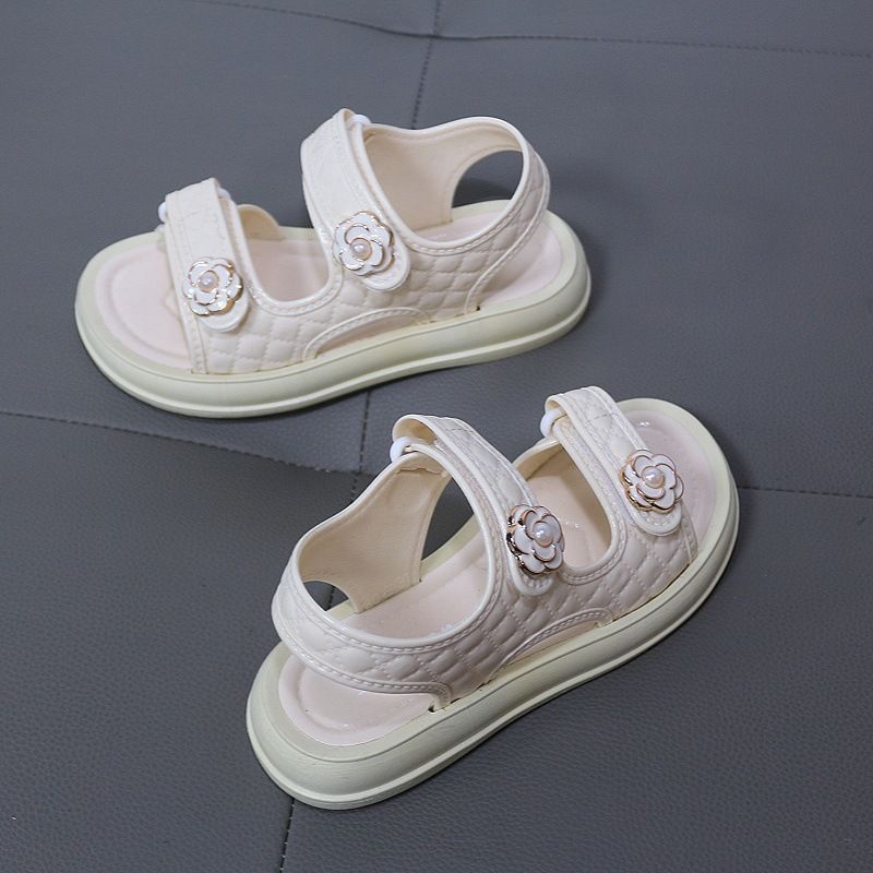 Chaussures pour enfants et mères, nouveau style d'été, accessoires floraux pour filles, sandales simples et décontractées, chaussures de plage polyvalentes à bout ouvert, pantoufles_voghion.com