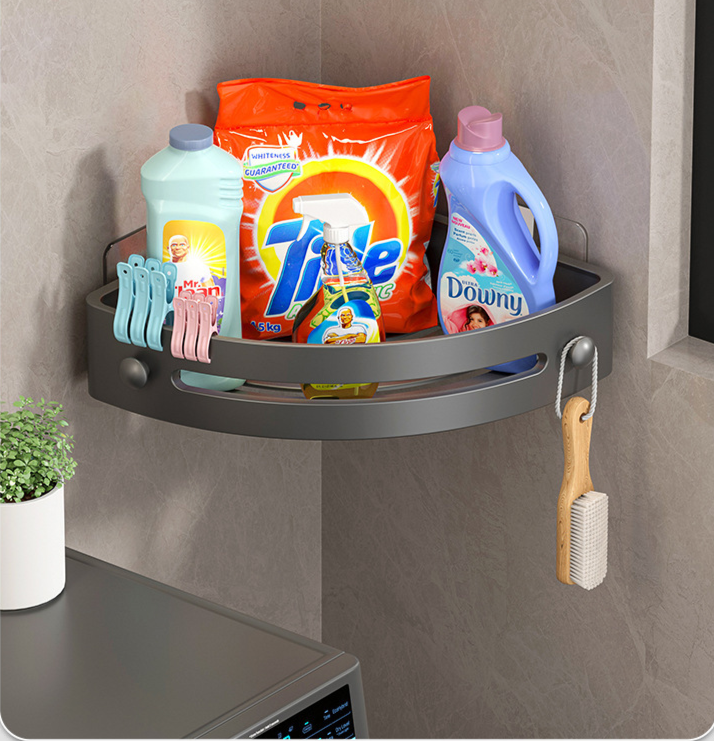 Mensola triangolare da bagno senza foratura, mensola portaoggetti a parete per lavabo, WC, bagno, organizer per angolo cucina_voghion.com
