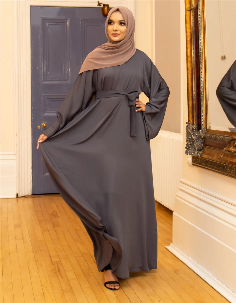 Women's solid color large size robe dress _voghion.com