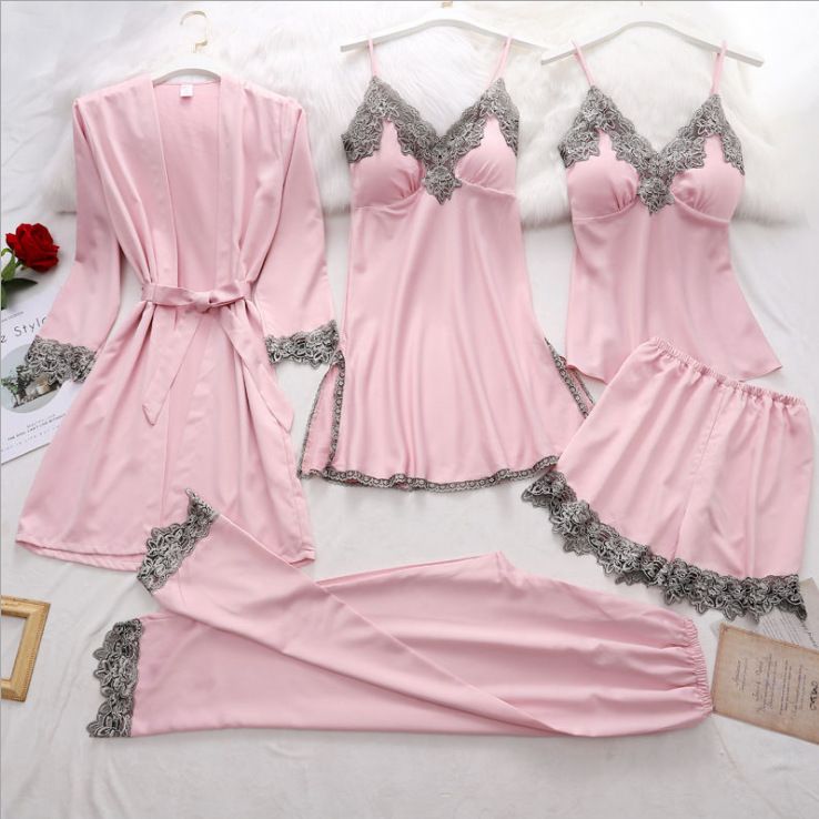Dameskleding dames sexy huis pyjama vijfdelige set sexy lingerie sexy verleiding kant_voghion.com