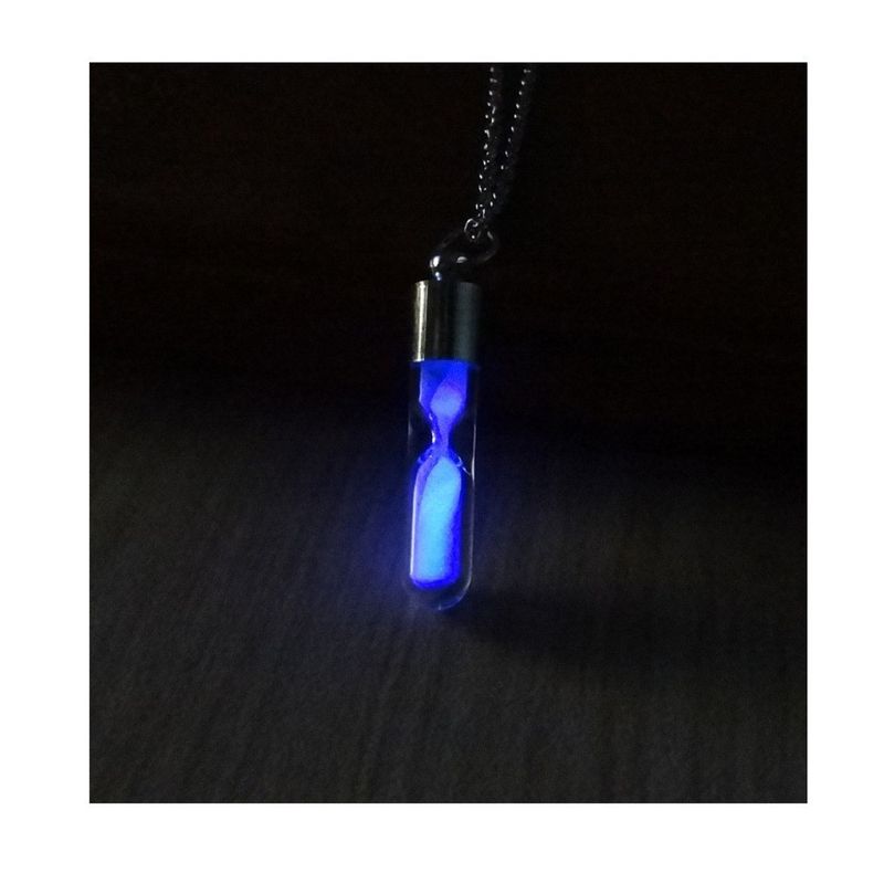Collana con tubo di vetro luminoso multicolore a forma di clessidra del tempo, accessori di Halloween per le donne_voghion.com